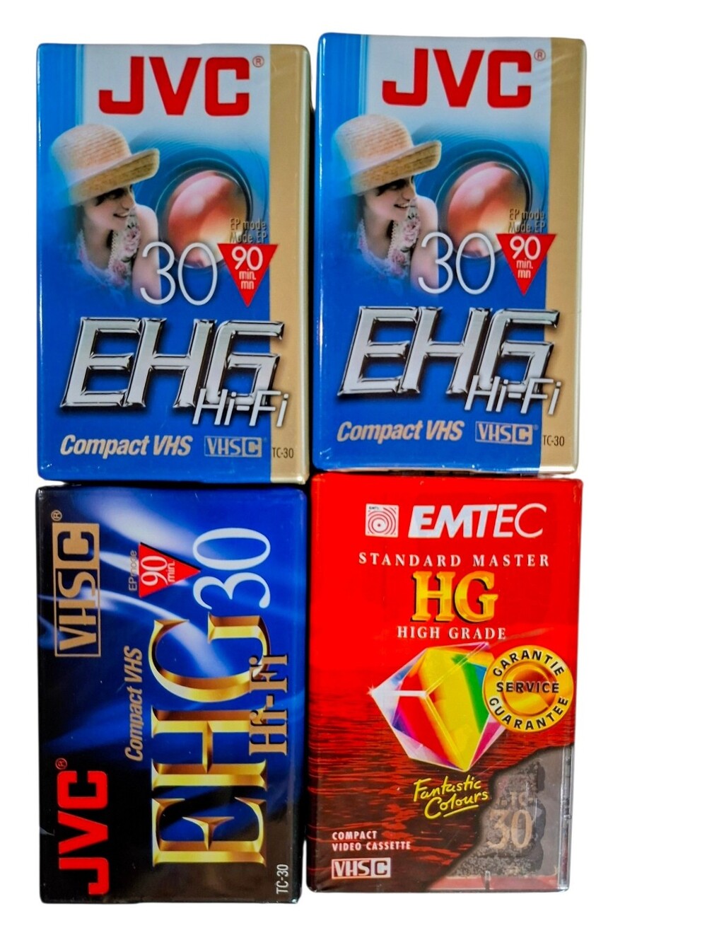 JVC VHS-C 30 EP 90 Minute Compact VHS EHG HI-FI TC-30 Tape Emtec VHSC 4x
